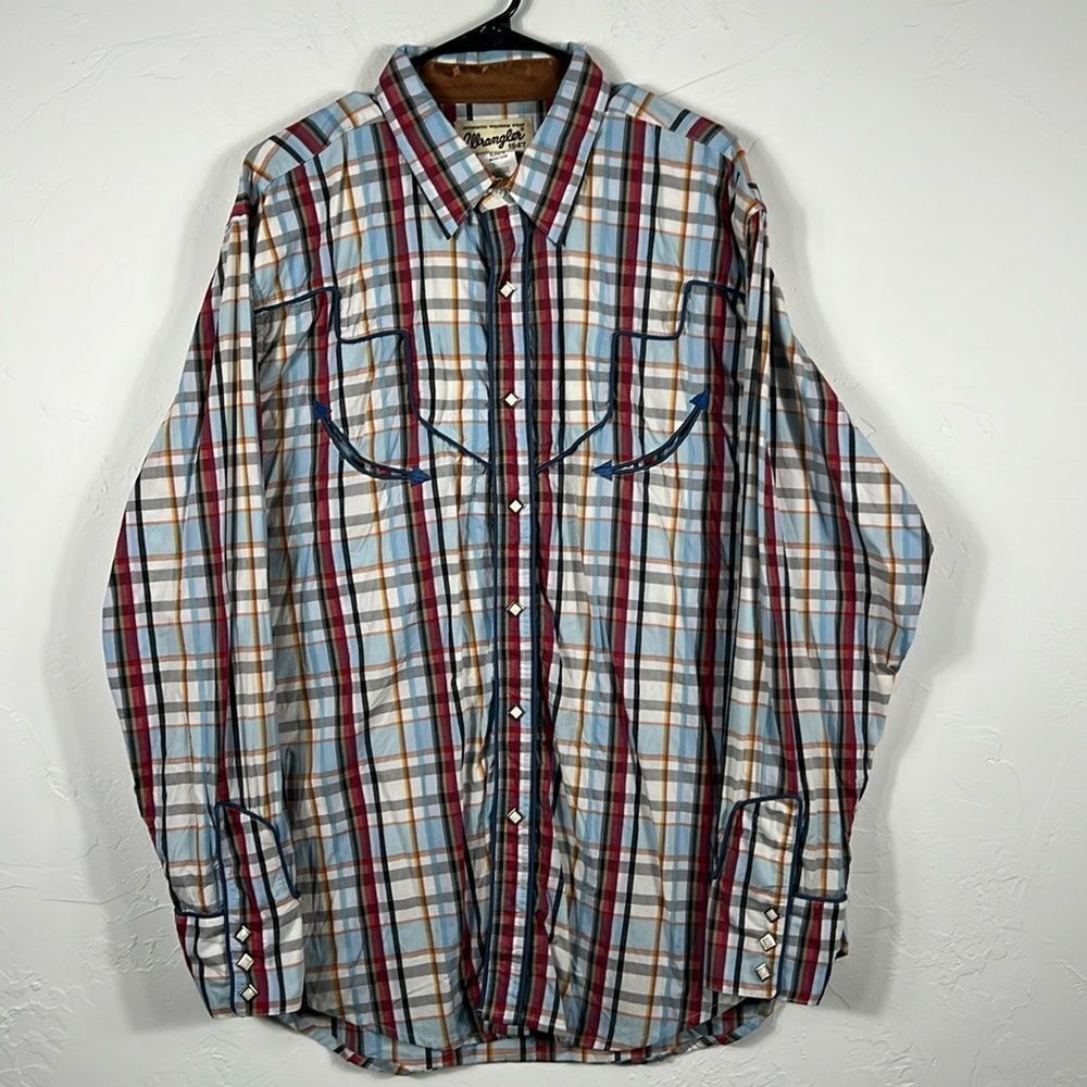 🔥🔥 Vintage WRANGLER 1947 Western Cowboy Plaid LS PEARL SNAP Shirt XL - PERFECT